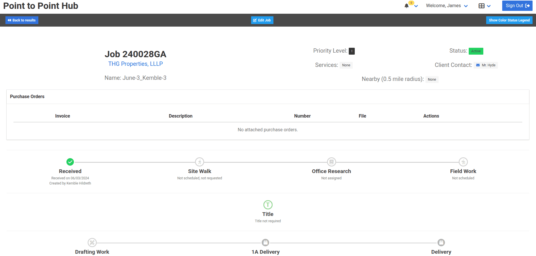 Point to Point Hub job workflow tracker